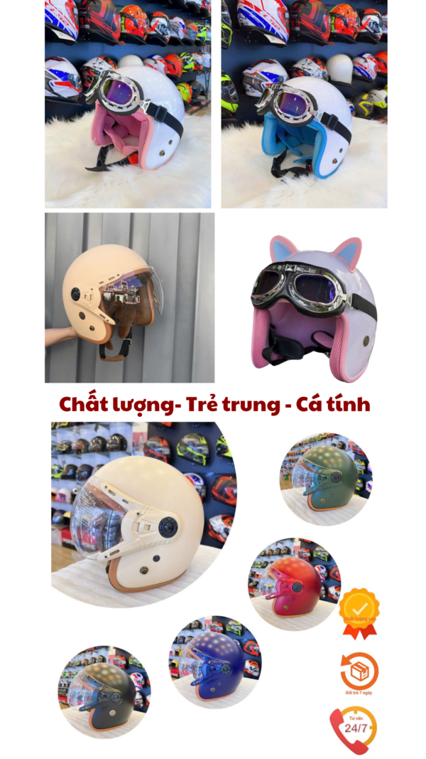 Nón bảo hiểm 3/4 thời trang cá tính