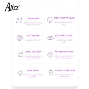 Quạt gấp để bàn không dây ALIZZ
