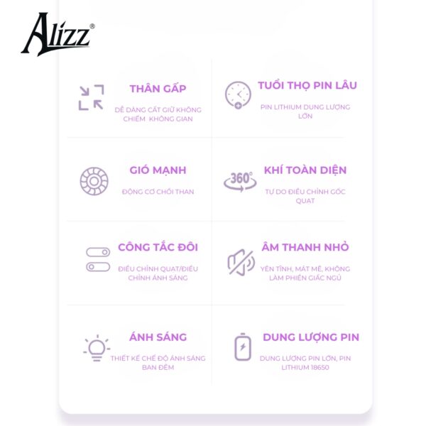 Quạt gấp để bàn không dây ALIZZ