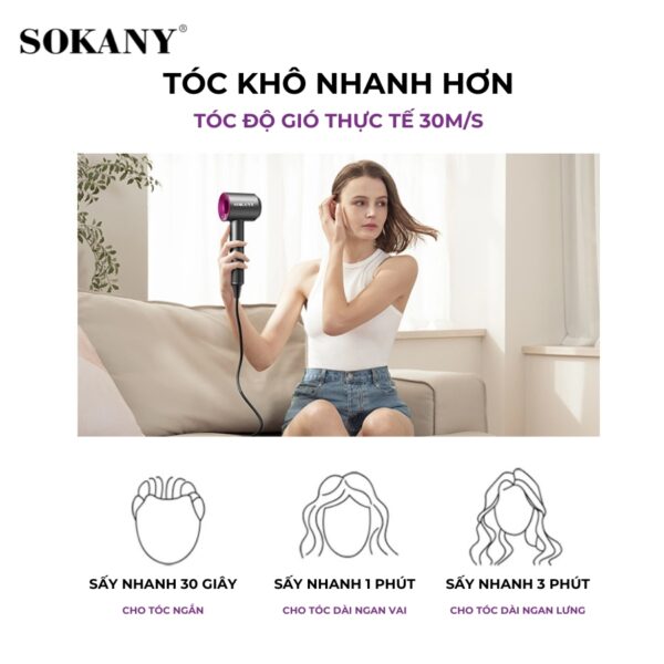 Máy Sấy Tóc Nóng Lạnh 2 Chiều SOKANY, nhỏ gọn và mạnh mẽ